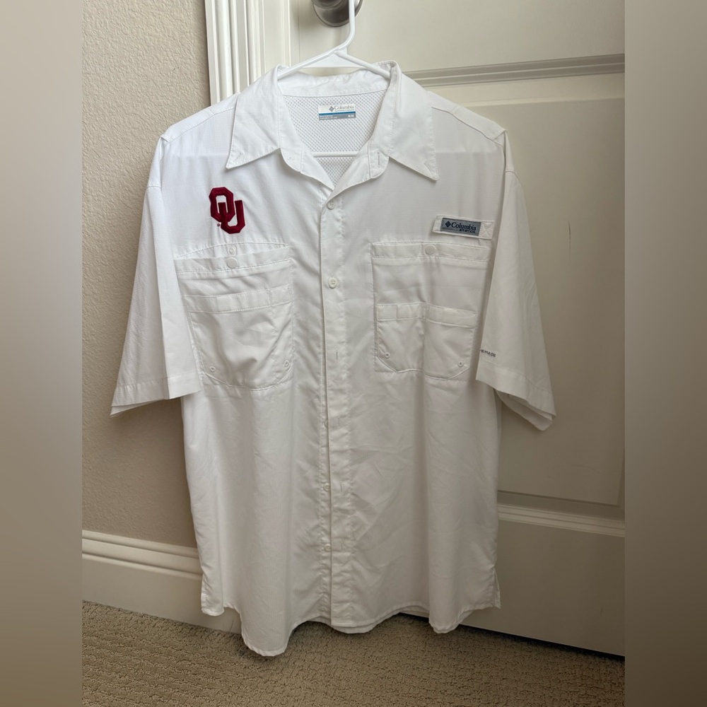 Columbia White Men's Shirt with Red OU